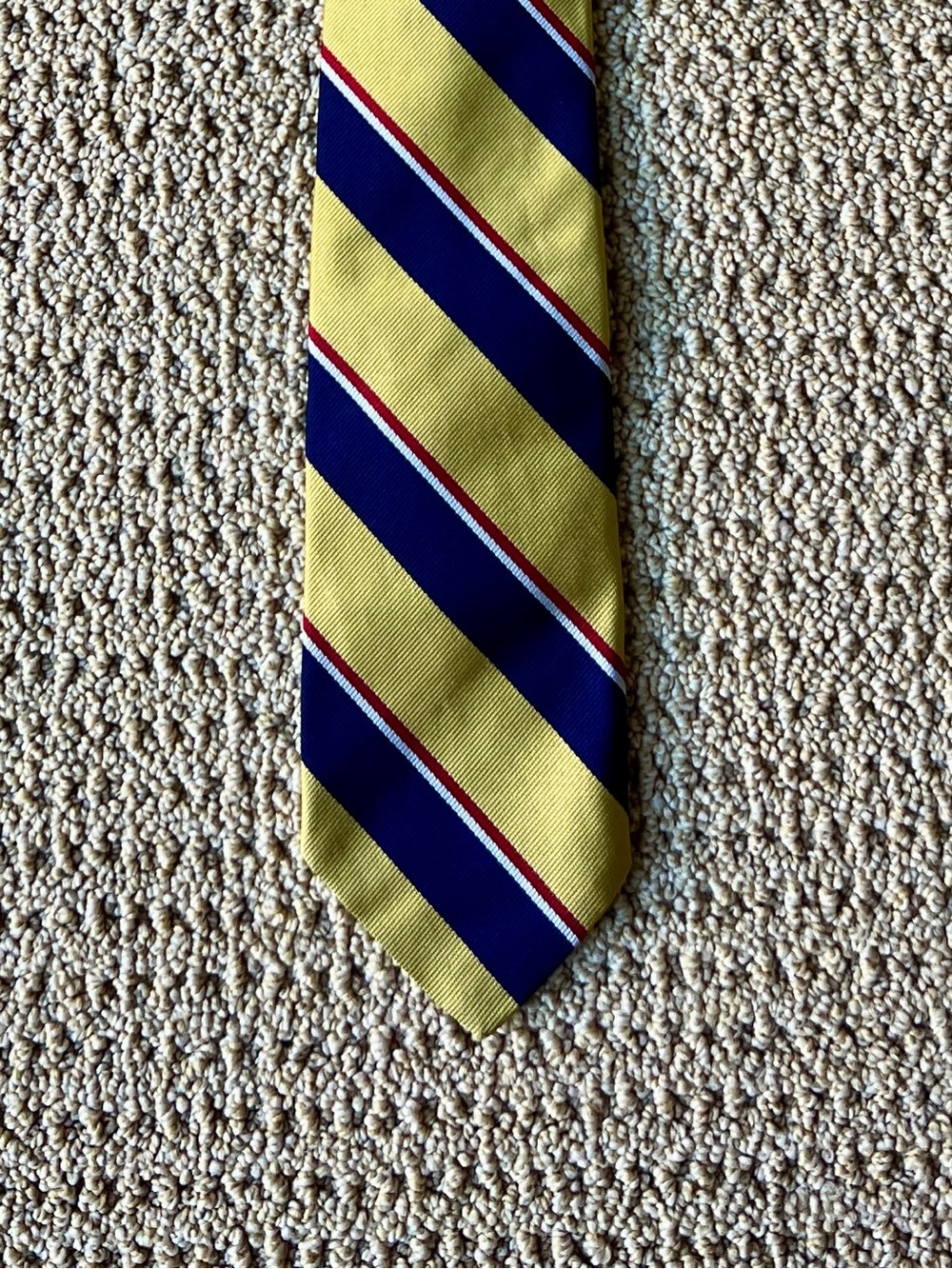 VINTAGE Brooks Brothers Silk Tie Yellow Navy Blue Red Striped Made in USA
